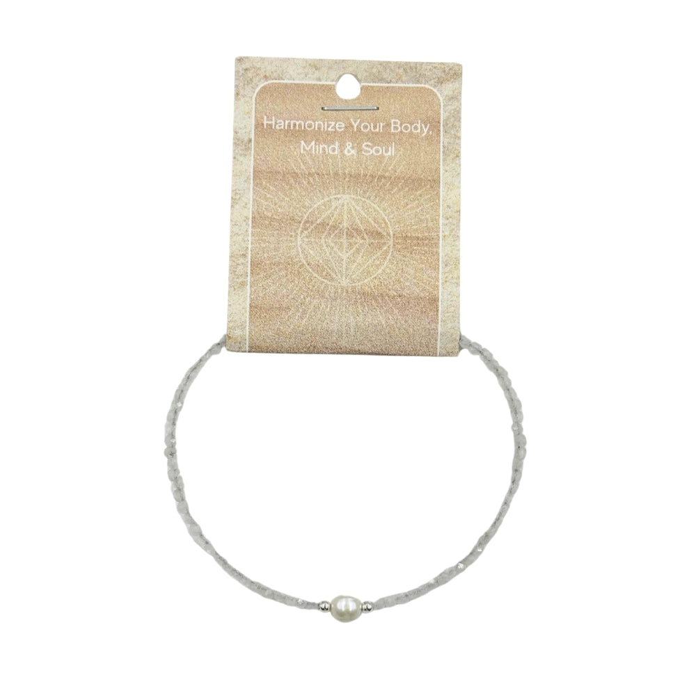 Moonstone Faceted Stone & Pearl Collection Bracelet