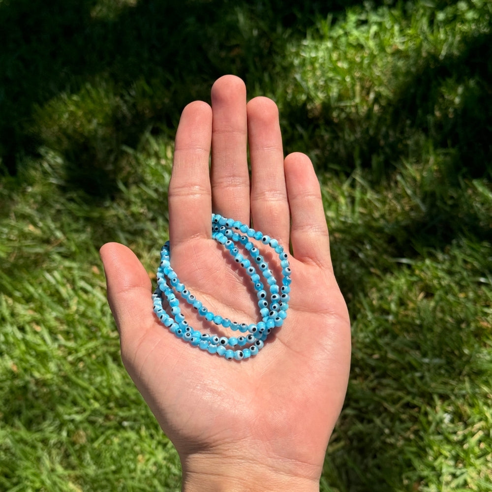 Evil Eye Bracelet - Light Blue 4mm
