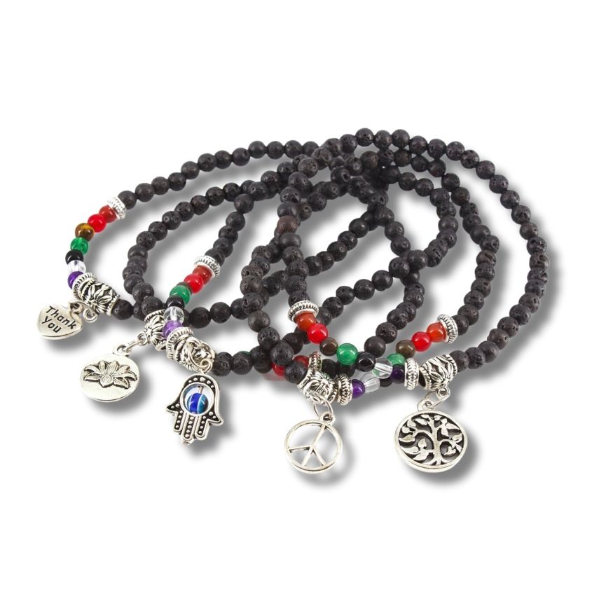 4mm Lava Chakra CharmHealing Bracelets