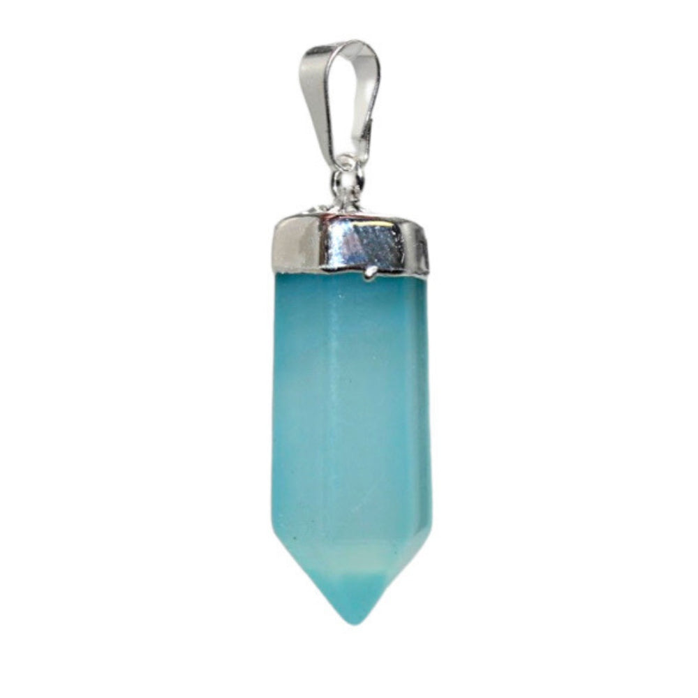 Dyed Blue Agate Small Point Pendant -earths elements