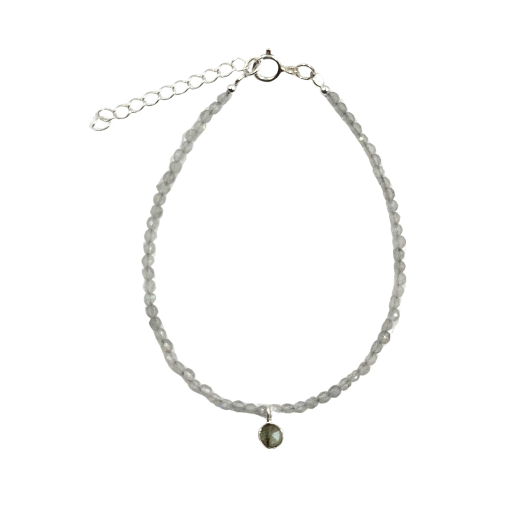 Labradorite Faceted Stone & Charm Bracelet
