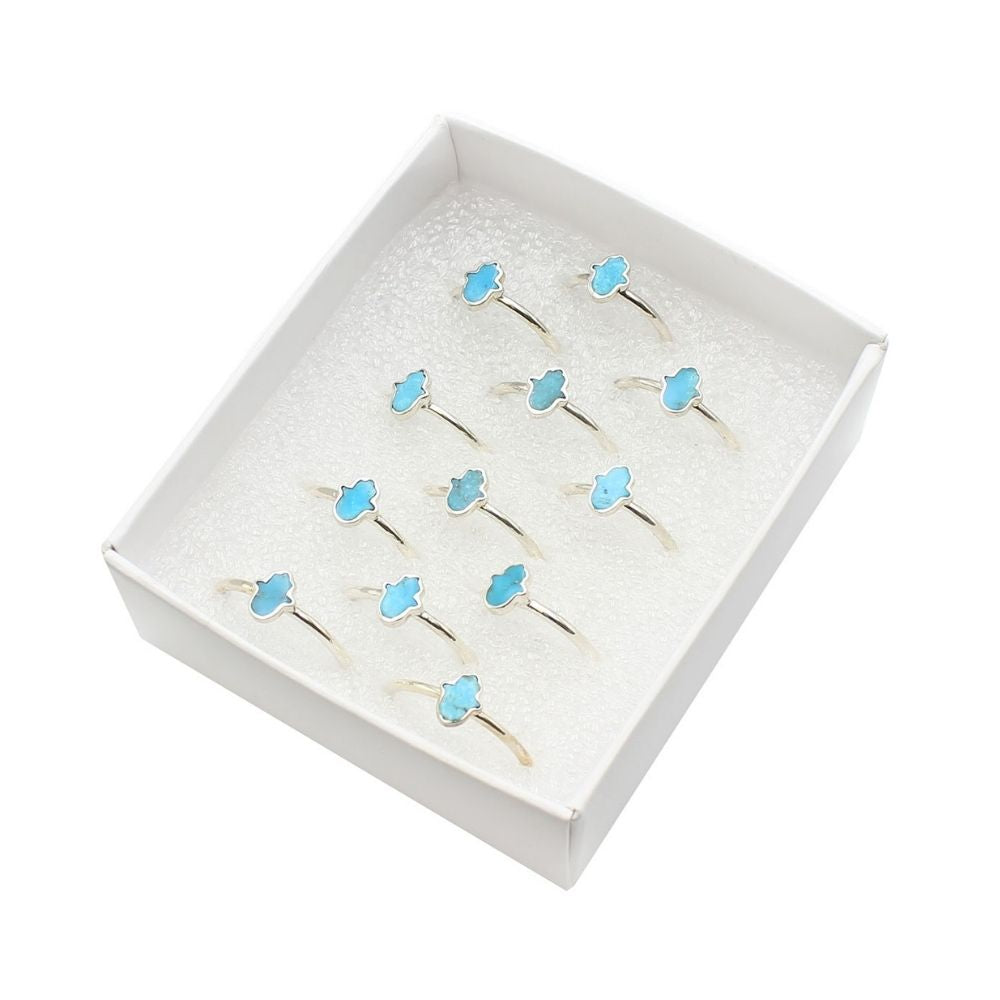 Turquoise Hamsa Silver Ring - earths elements