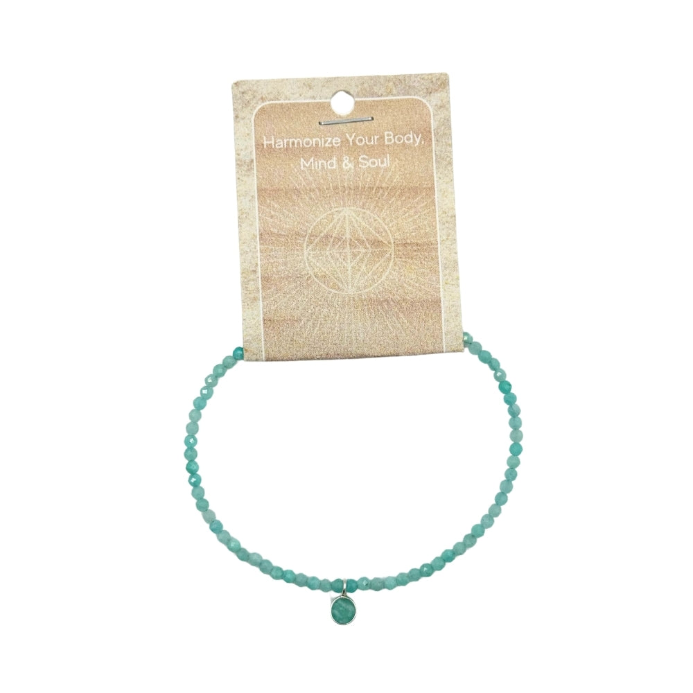 Amazonite Faceted Stone & Charm Bracelet 925