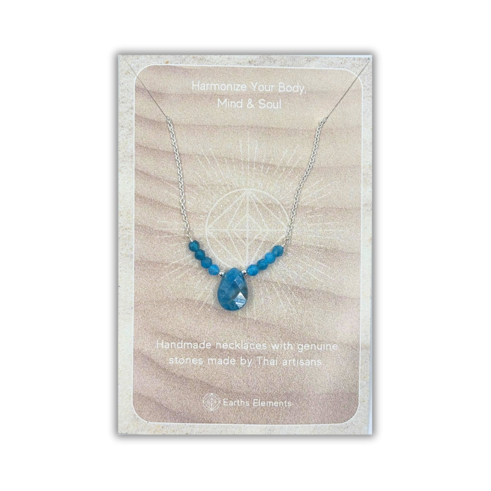 Blue Apatite Beaded Necklace - 925