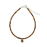 Tiger's Eye Faceted Stone & Charm Bracelet 925
