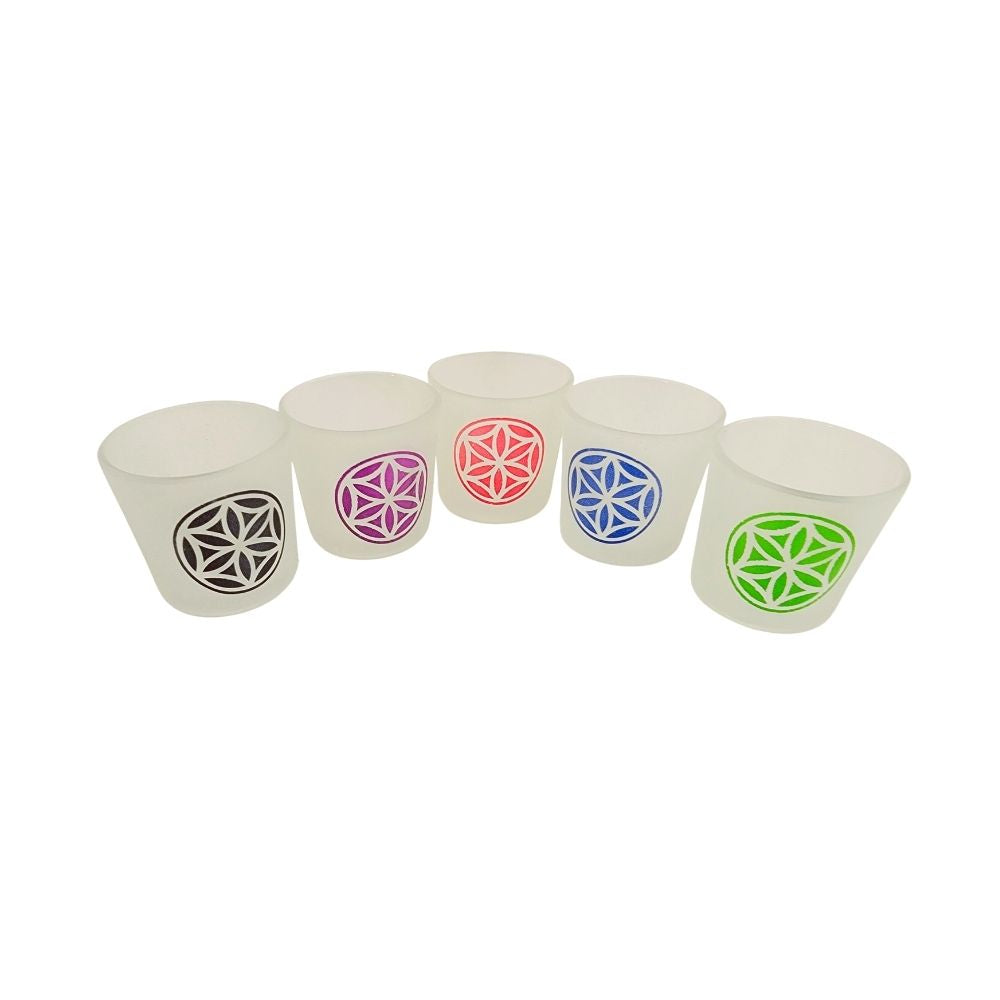 FROSTED ENGRAVED GLASS STAR– VOTIVE CANDLE HOLDER