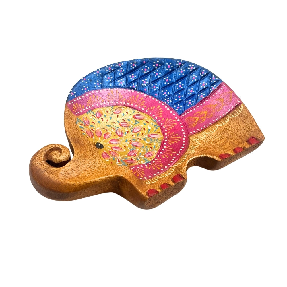 Elephant Hand Painted Wooden Carving