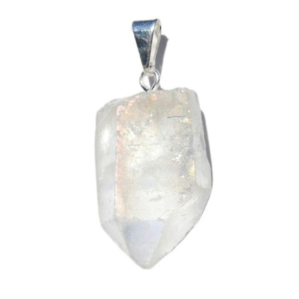 Aura Clear Quartz Point Raw Pendant Earths Elements