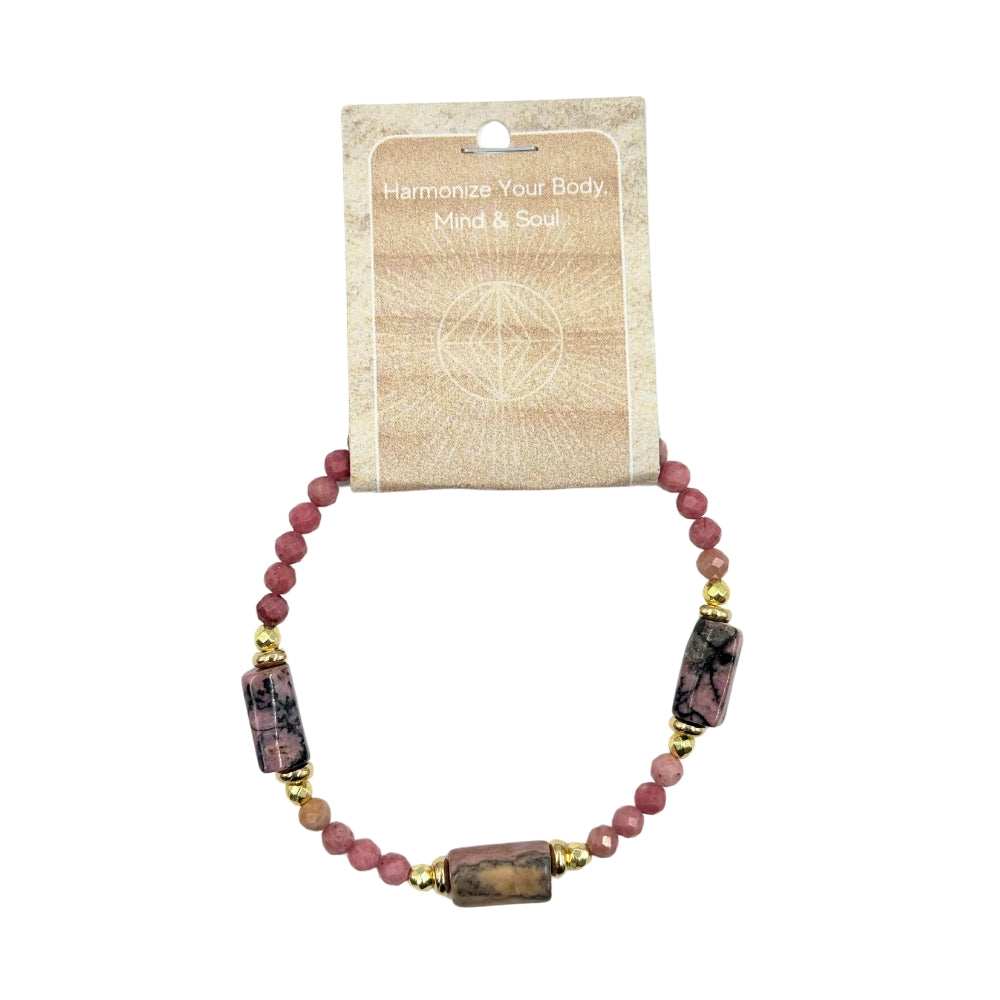 Rhodonite Hexagon Stone Bracelet