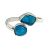 Blue Apatite Double Stone 925 Ring