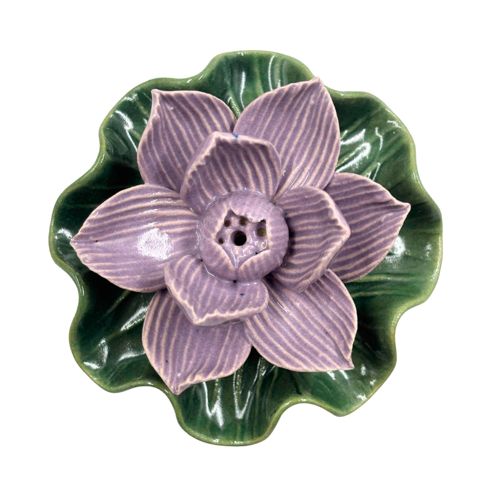 Ceramic Lotus Leaf Incense Holder - Assorted Colors