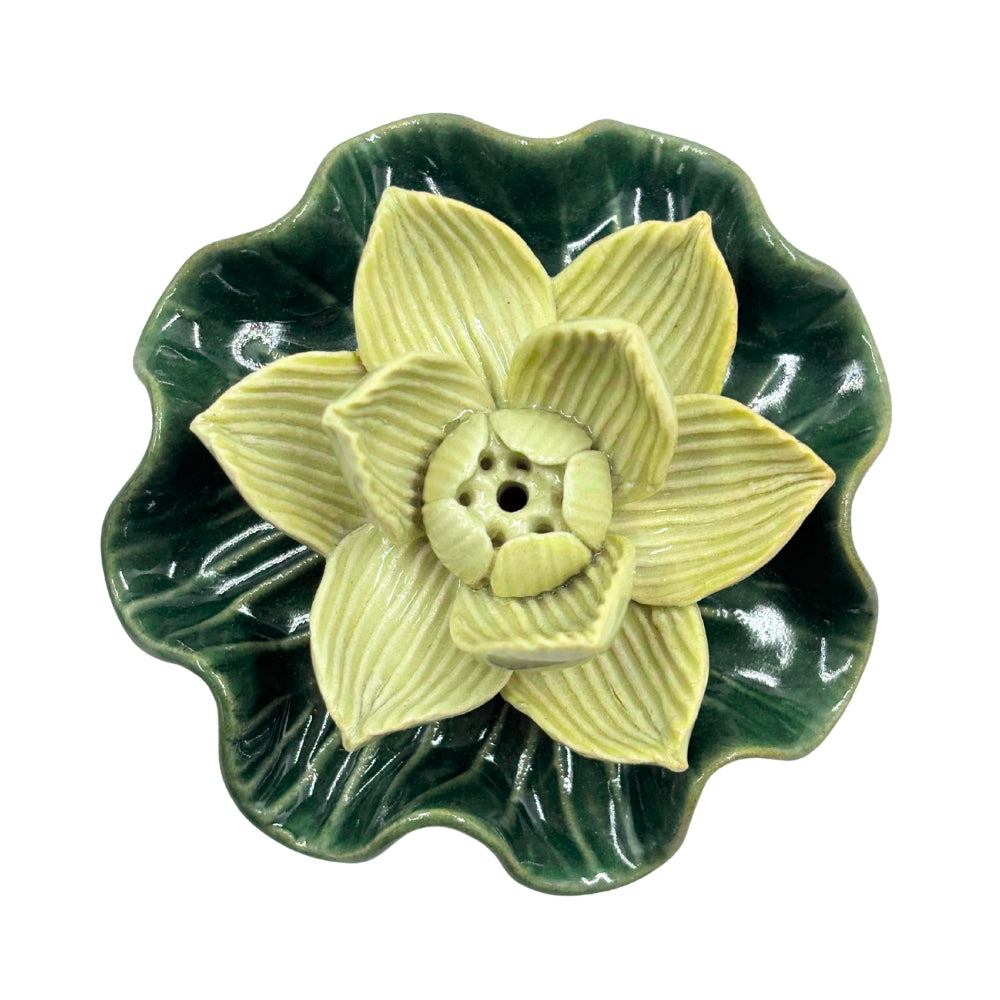 Ceramic Lotus Leaf Incense Holder - Assorted Colors