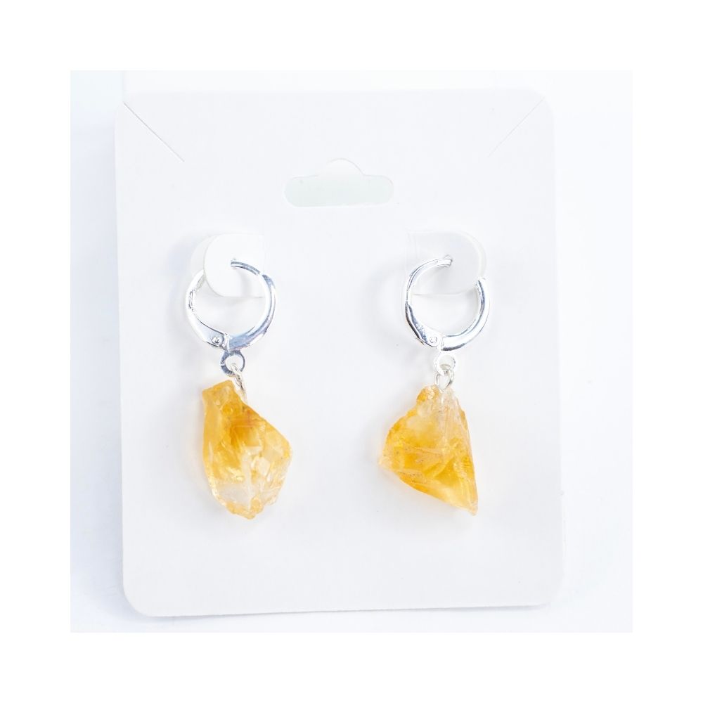 Citrine Raw Earrings (Hoop)