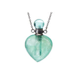 Crystal Aromatherapy Necklace - Fluorite Heart (Silver)