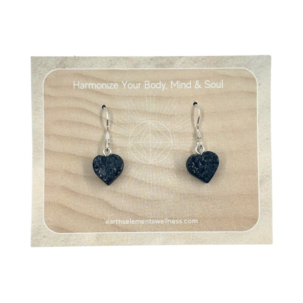 Black Tourmaline Heart Earrings - 925