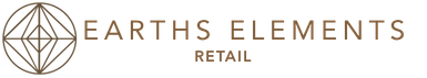 Earths Elements Retail logo in brown on a white background.