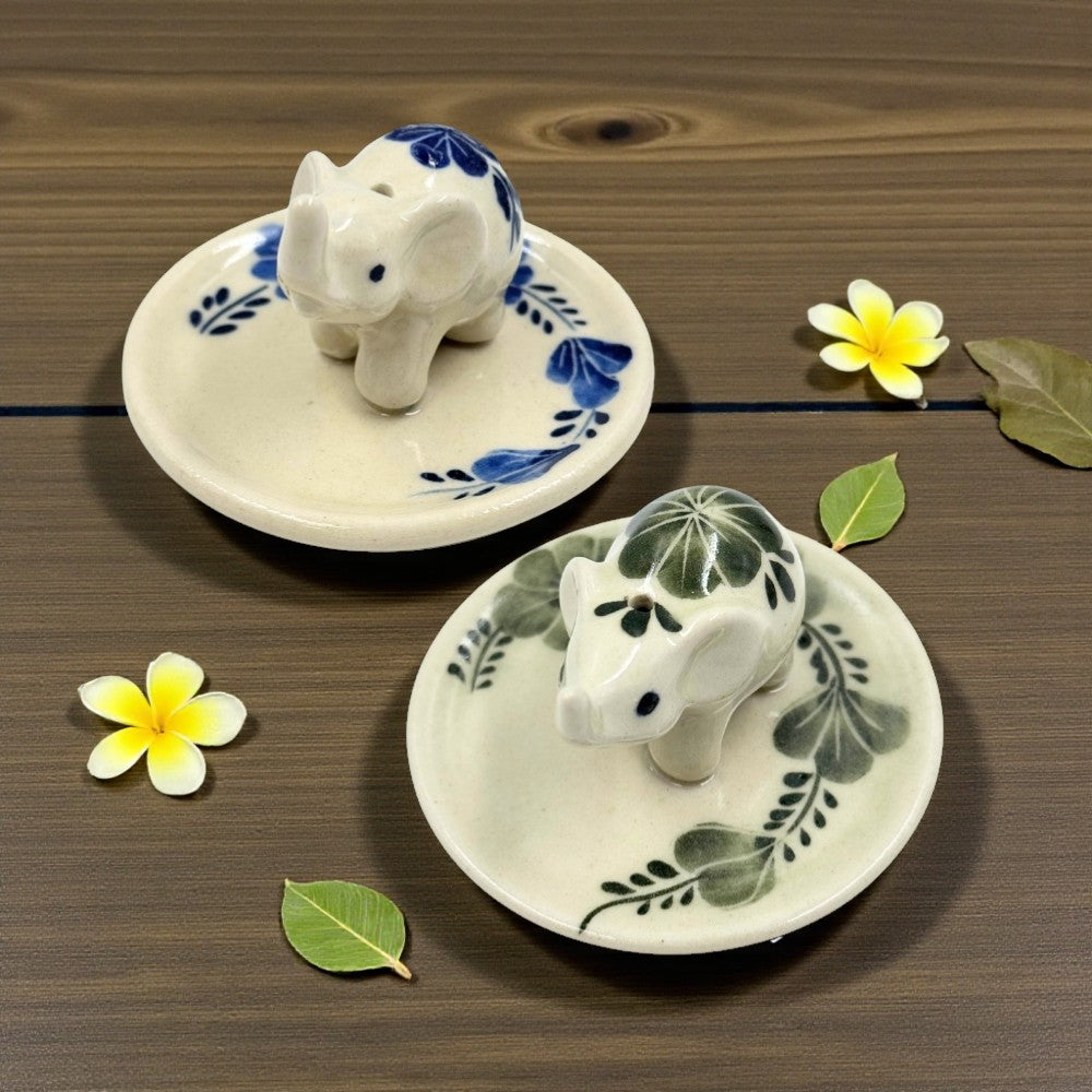 Round elephant incense burners