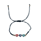 Evil Eye Triple Heart Bracelet – Black