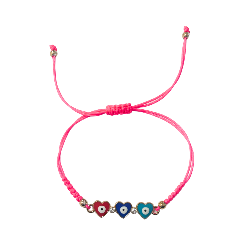 Evil Eye Heart Bracelet – Hot Pink