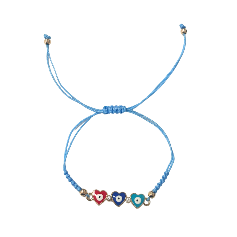 Evil Eye Heart Bracelet – Light Blue