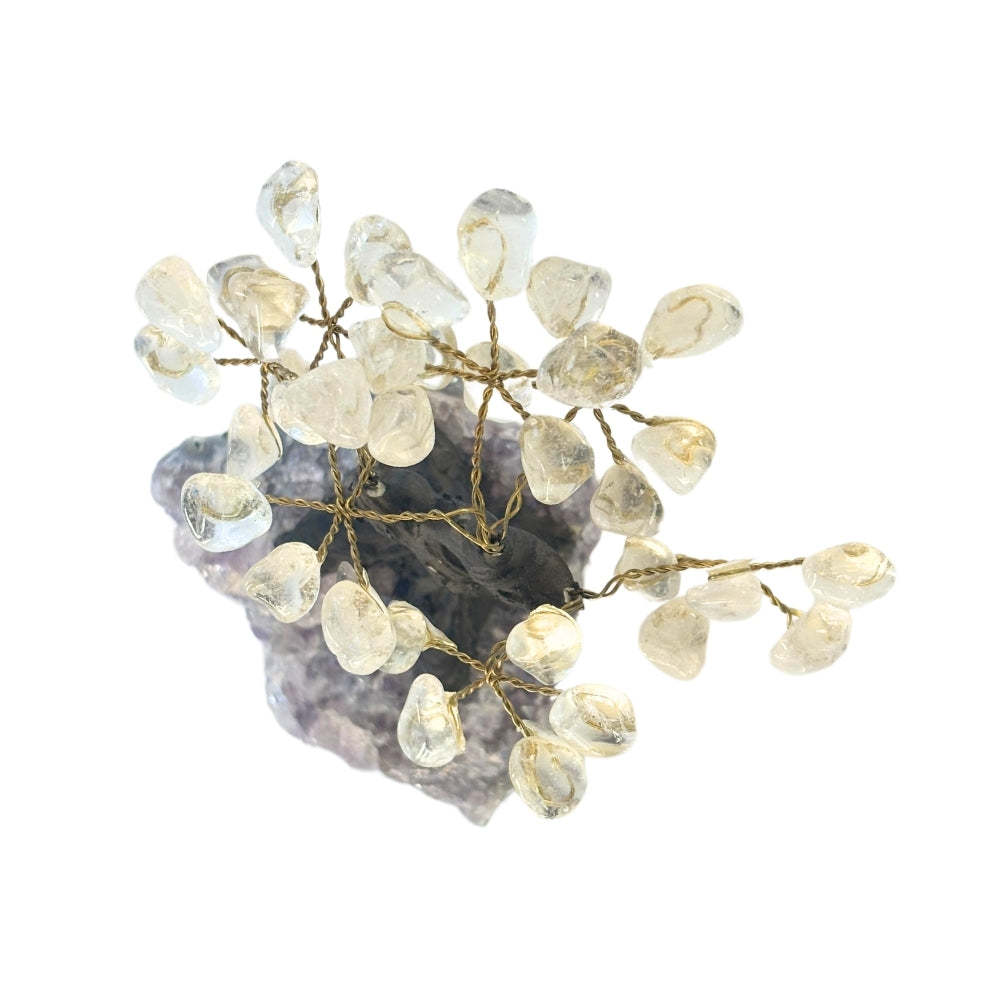 Decorative wall light fixture with crystal-like beads on a white background