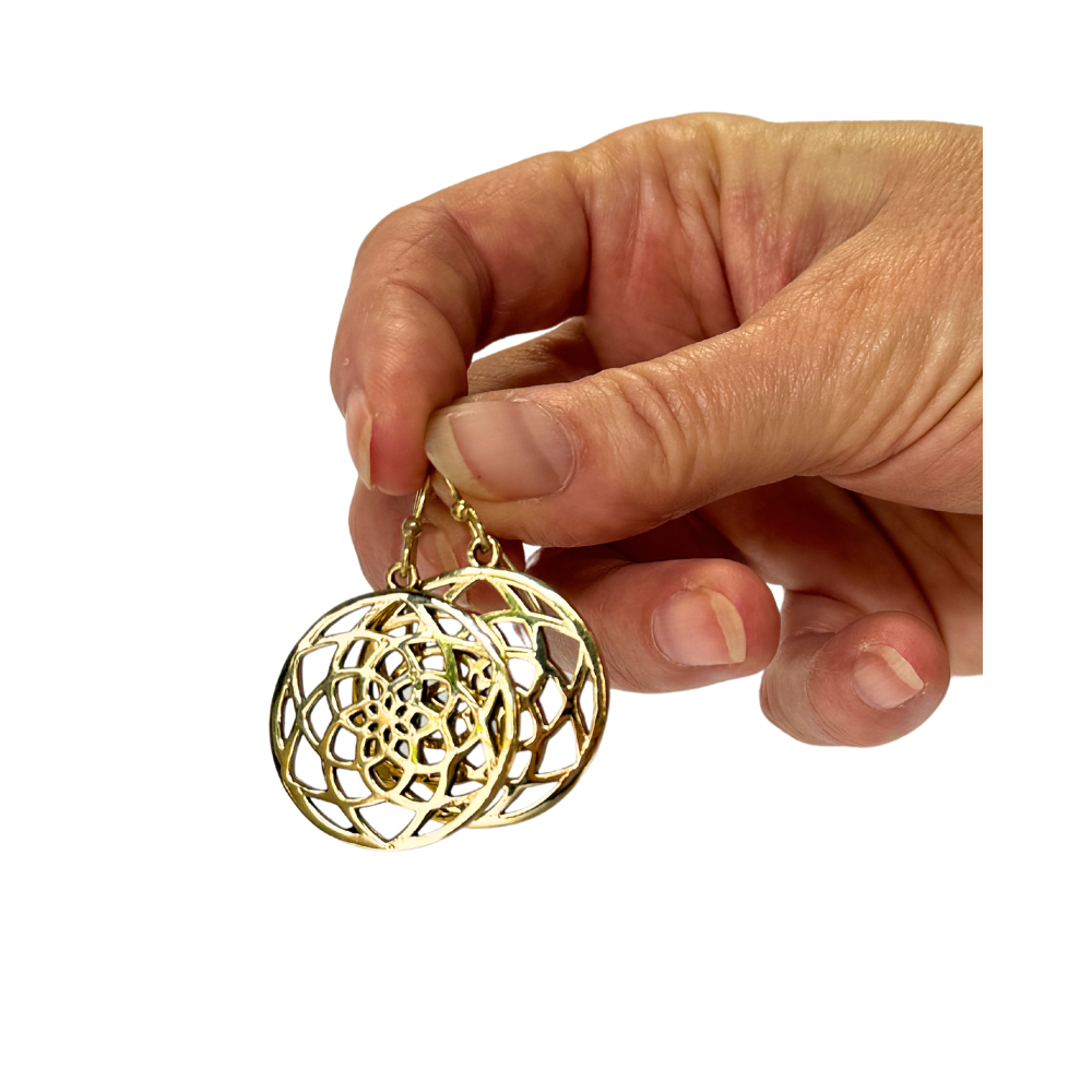 Flower of Life Earrings - Brass