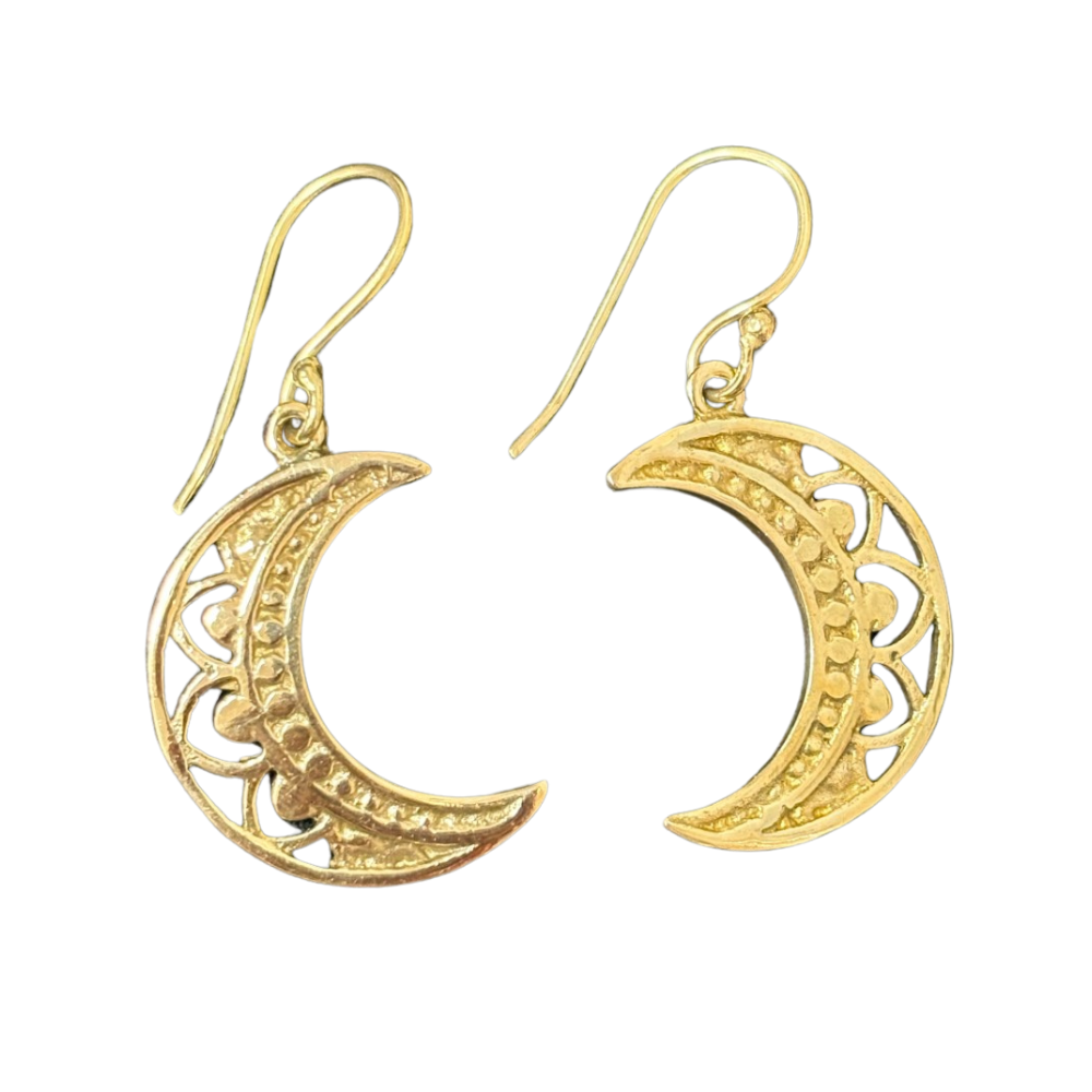 Half Moon Earrings Brass Earths Elements