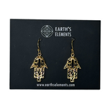 Hamsa Earrings - Brass