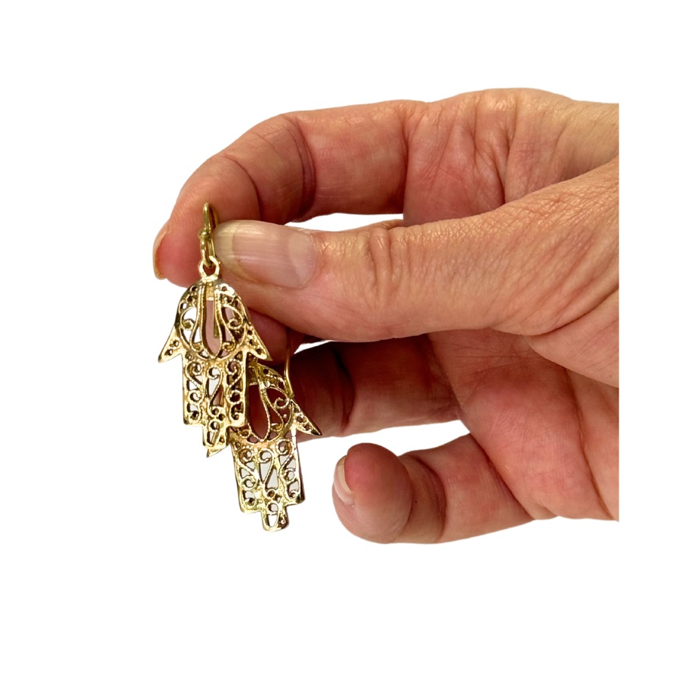 Hamsa Earrings - Brass
