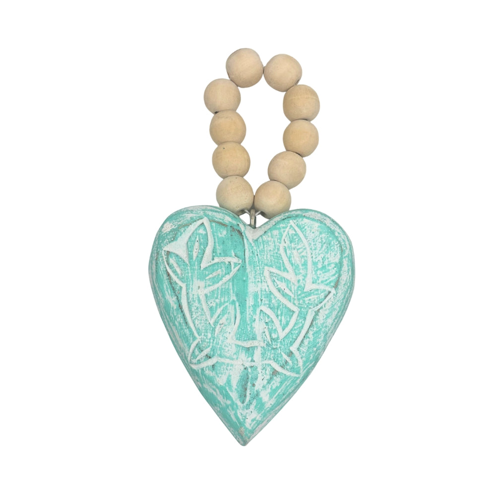 Blue Hanging Heart with Beads