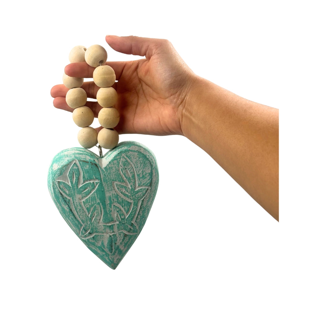 Blue Hanging Heart with Beads
