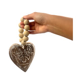 Brown Hanging Heart with Beads