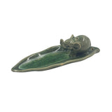 Elephant Long Leaf Ceramic Incense Holder – Green