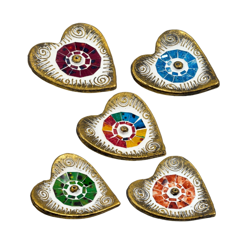 Mosaic Heart Incense Holder - Assorted