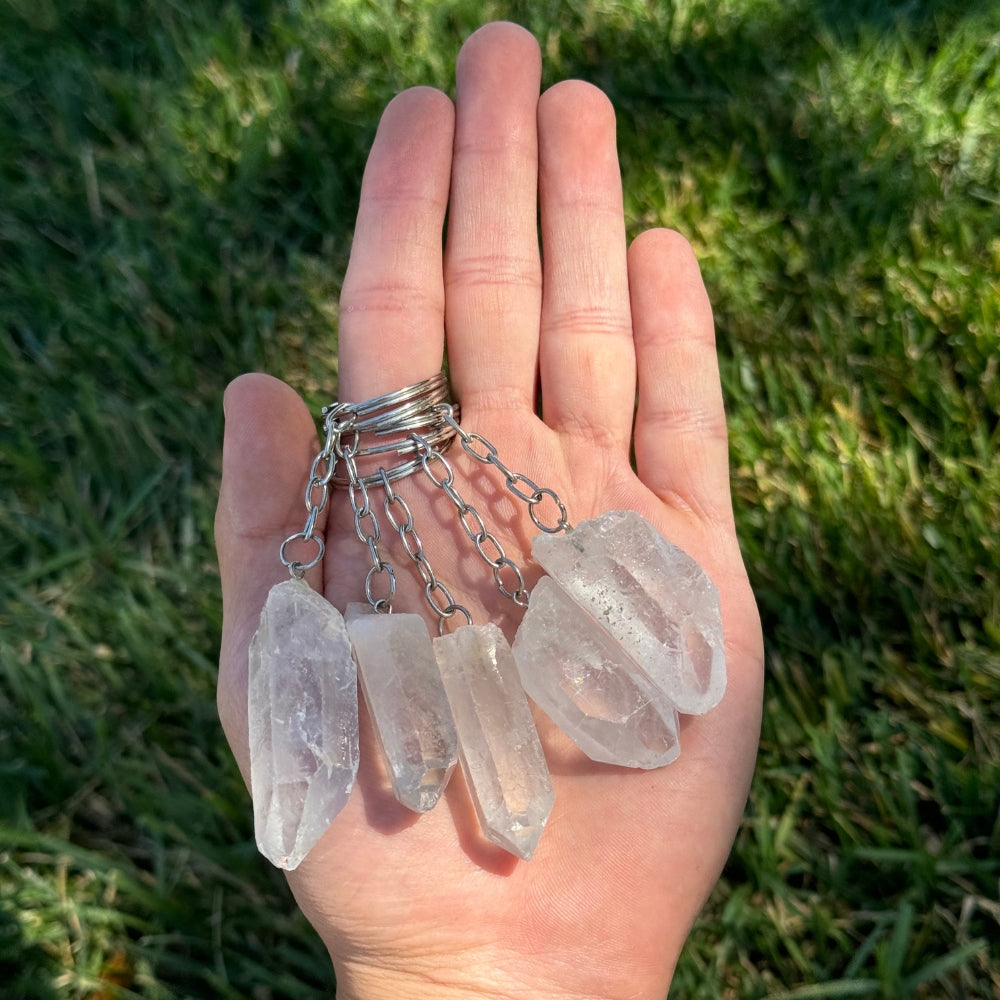Clear Quartz Crystal Keychain - Point