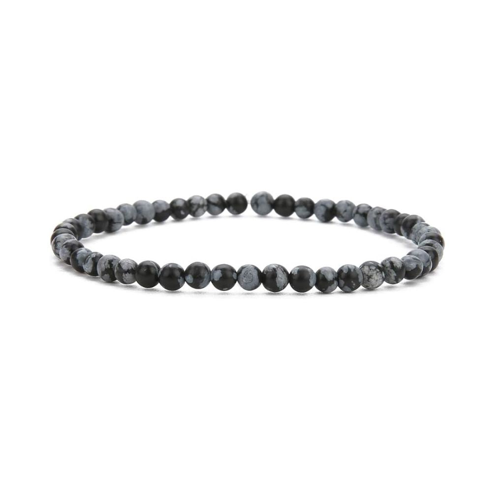 Crystal Bracelet - 4mm Snowflake Obsidian