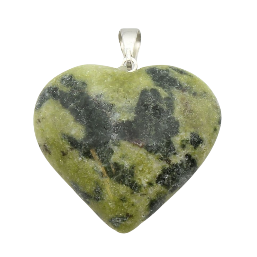 Olive serpentine Mini Heart Pendant