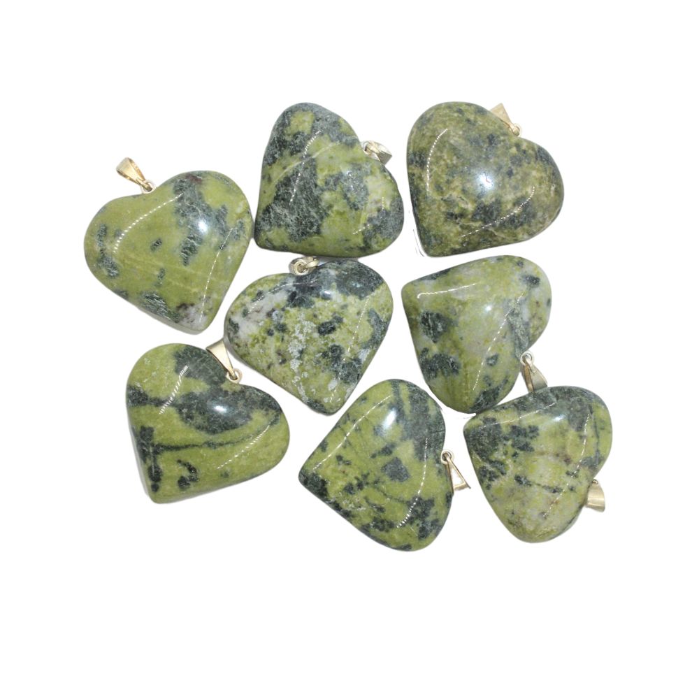 Olive serpentine Heart Pendant