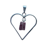Raw Pink Tourmaline in a Heart Pendant