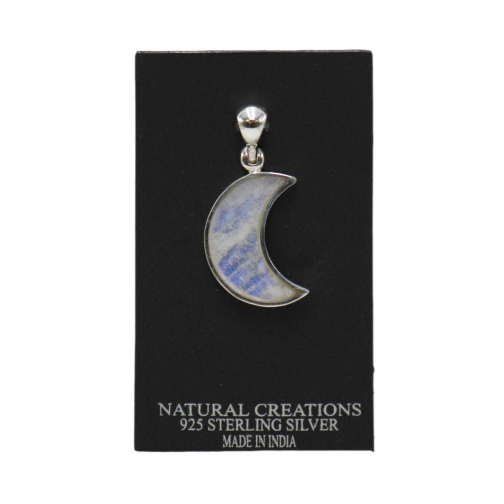 Rainbow Moonstone Moon Pendant 925