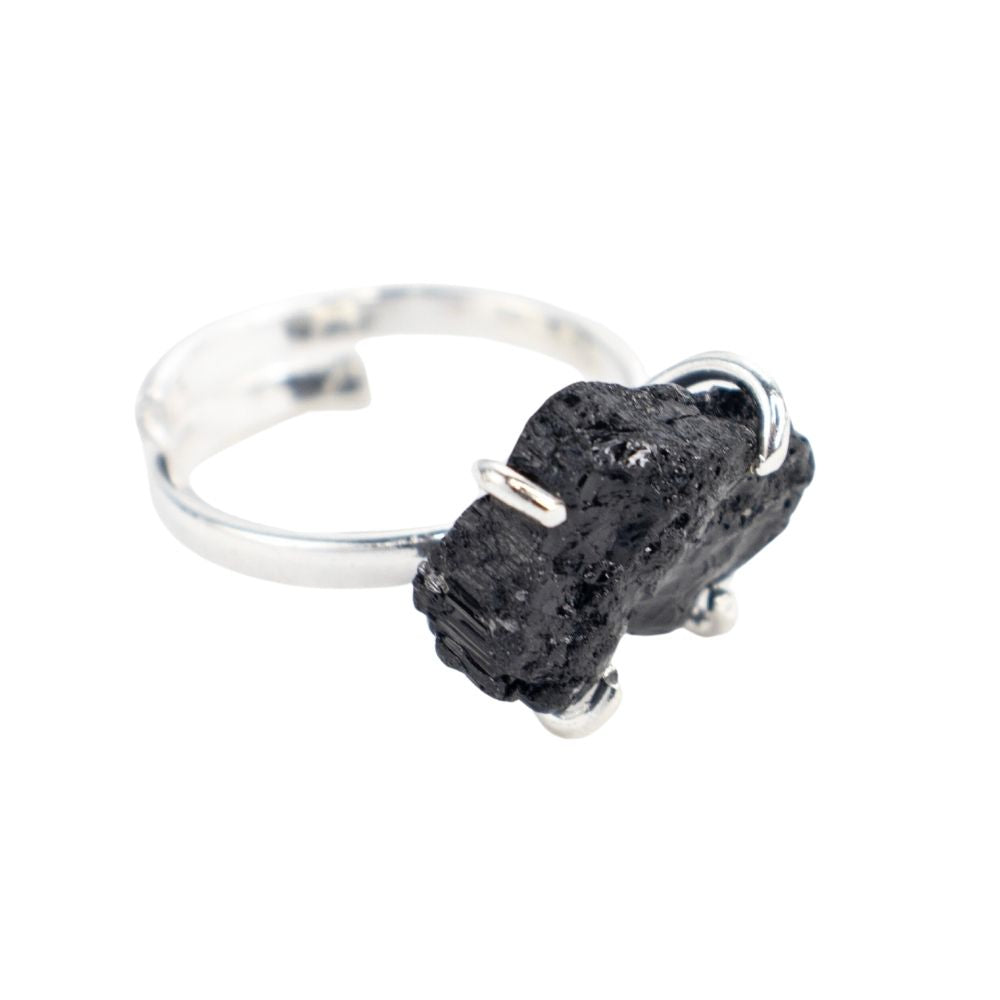Raw Black Tourmaline Ring