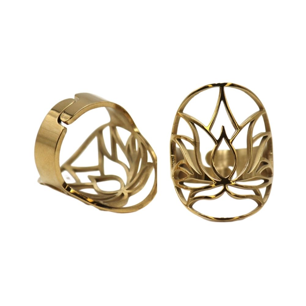 Sacred Geo Ring - Lotus Gold