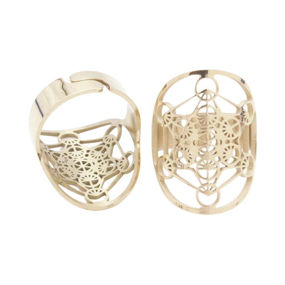 Sacred Geo Ring - Metatron Cube Gold