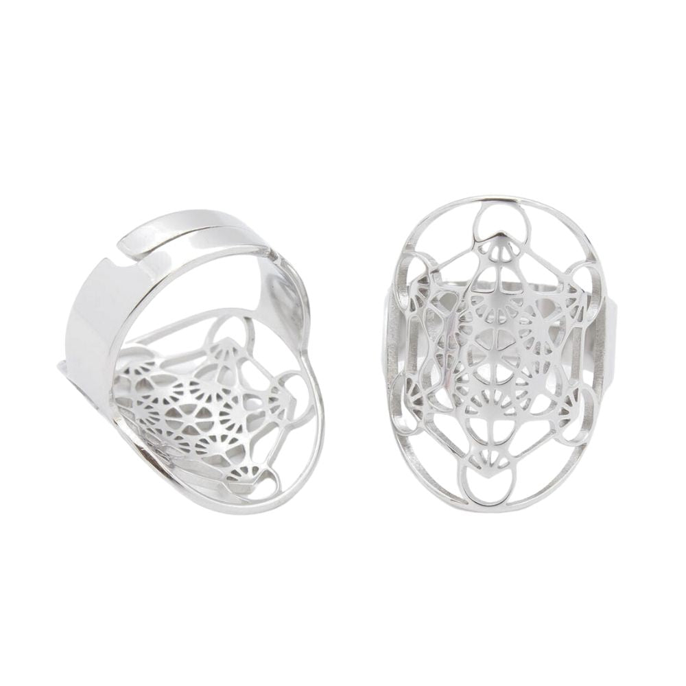 Sacred Geo Ring - Metatron Cube Silver