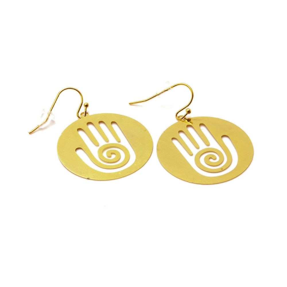 Sacred Geo Shamans Hand Earrings (Silver and Gold)