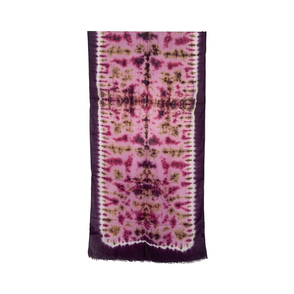 Purple and pink patterned scarf on a white background