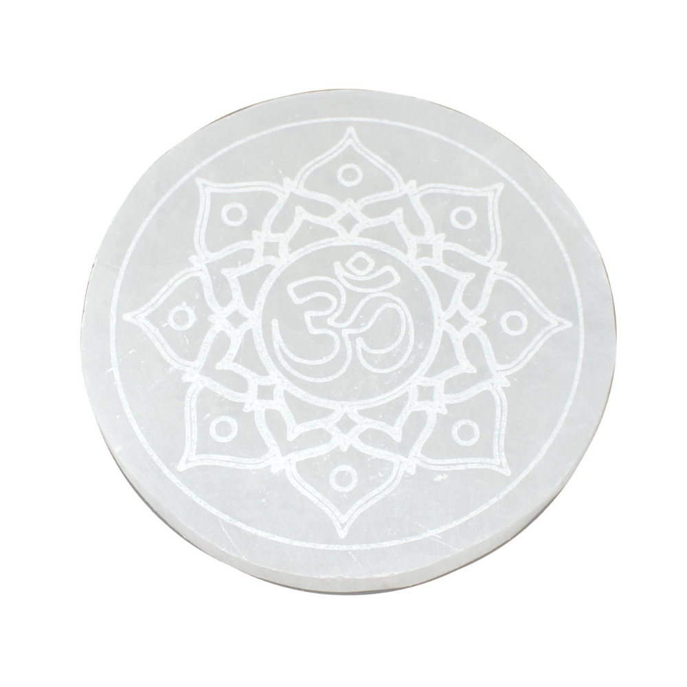 Selenite OM In Lotus Coaster- Large
