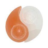 Yin and yang symbol with orange and white colors on a white background