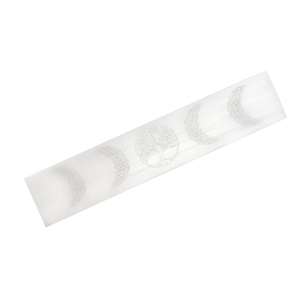 Selenite engraved bar -Moon