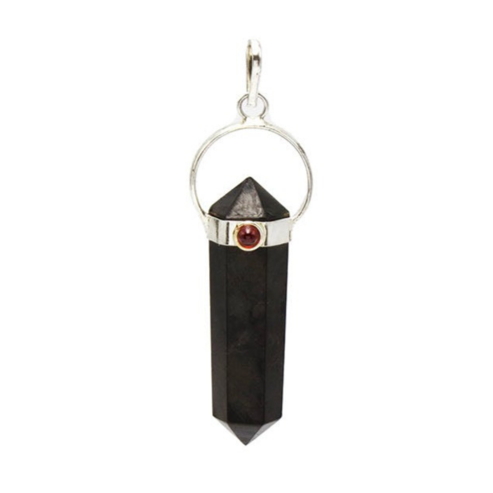 ShungitePoint Pendant With Garnet